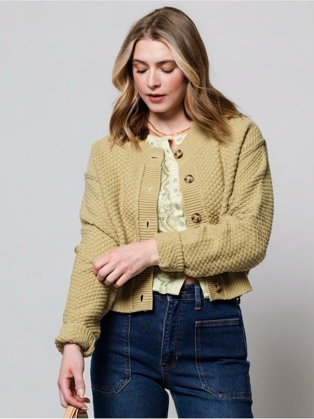 NWT Free People Lila Cardi in Whispering Willow